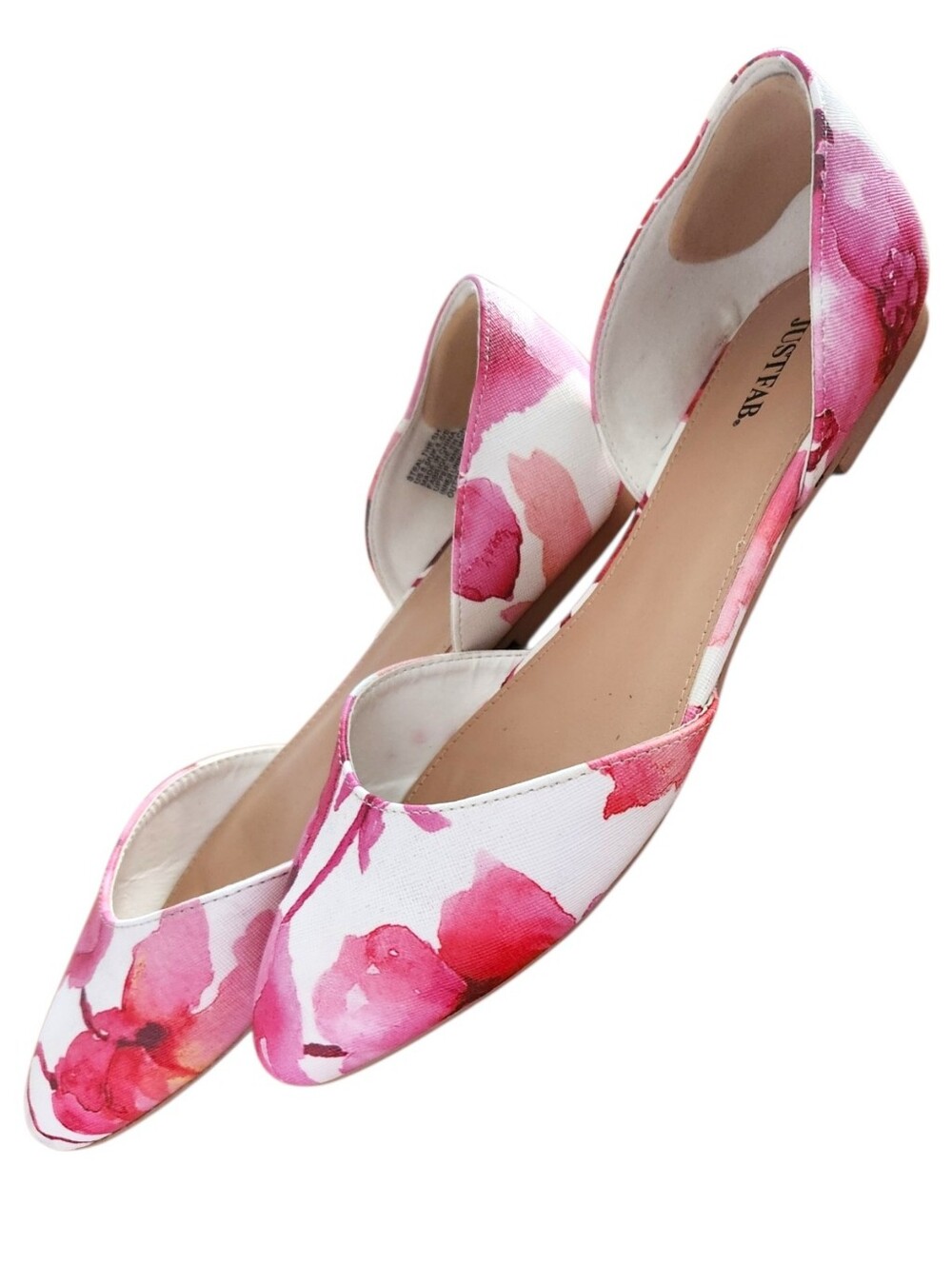 JustFab Steal The Show Pink Floral D'Orsay Flats Slip-Ons w/Box Women's Size 8.5 - Picture 3 of 15
